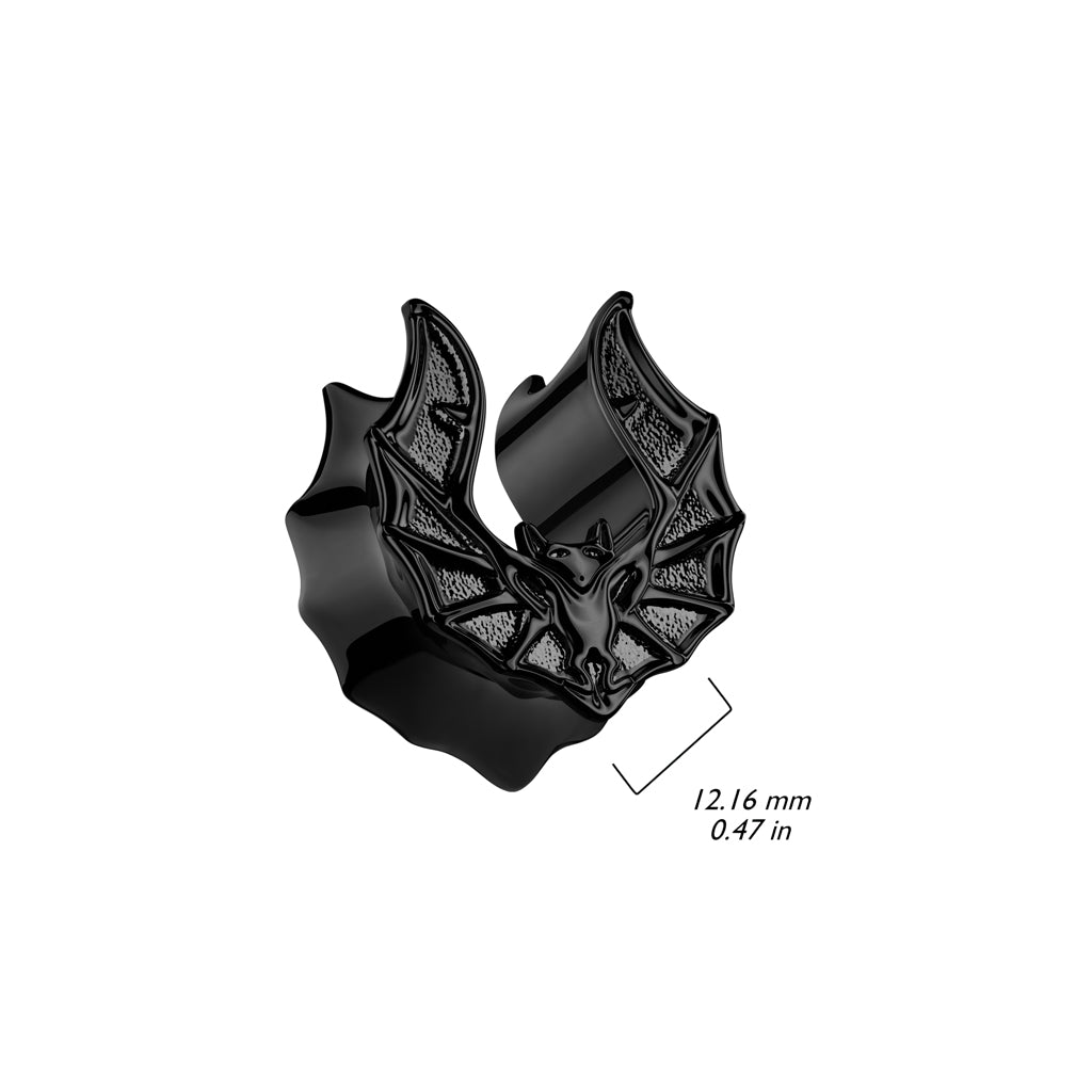 PAIR Bat Saddle Ear Spreader Surgical Steel Tunnels Plugs Spooky Gothic Gauges