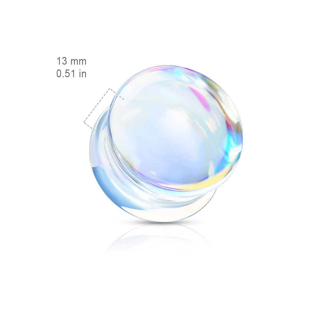 PAIR Iridescent Glass Double Flare Plugs Gauges Body Jewelry