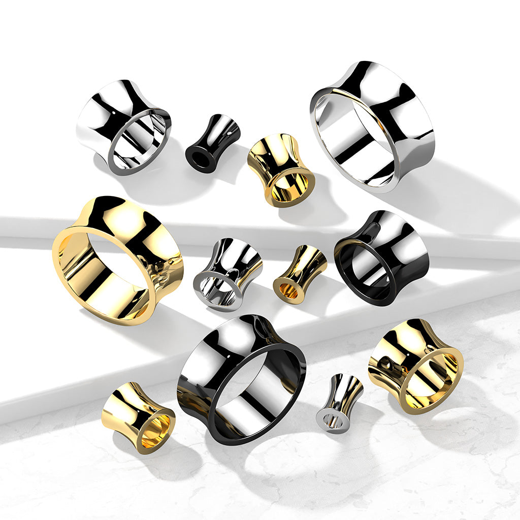 PAIR Thick Steel Saddle Tunnels Double Flare Earlets Body Jewelry