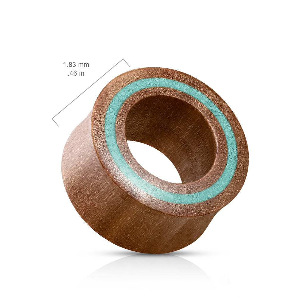 PAIR Crushed Turquoise Rim Inlay Sawo Wood Saddle Tunnels Plugs Gauges Earlets