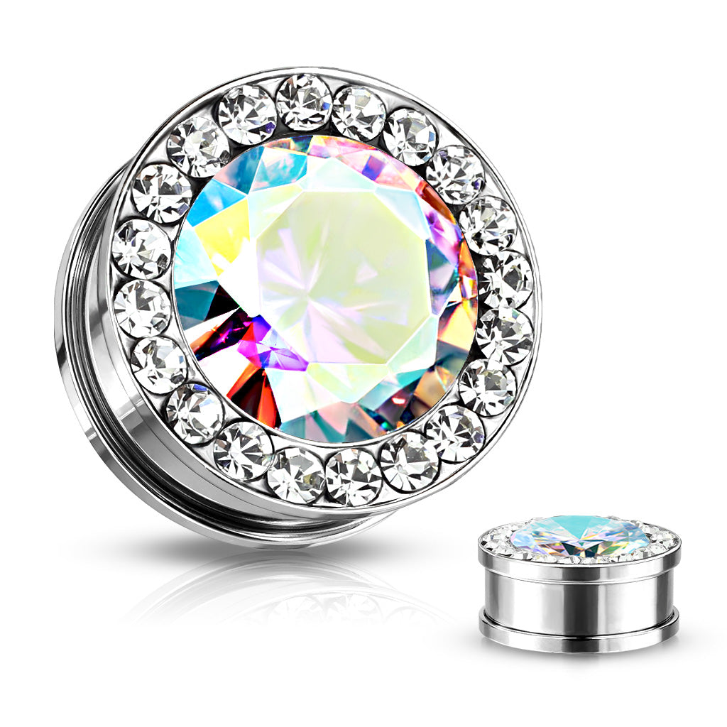 PAIR Multi-Gemmed Rim Bling Steel Screw Fit Plugs