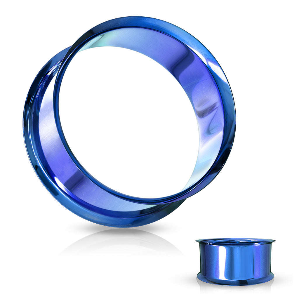PAIR PVD Plated Double Flare Tunnels - Black, Green, Blue or Purple