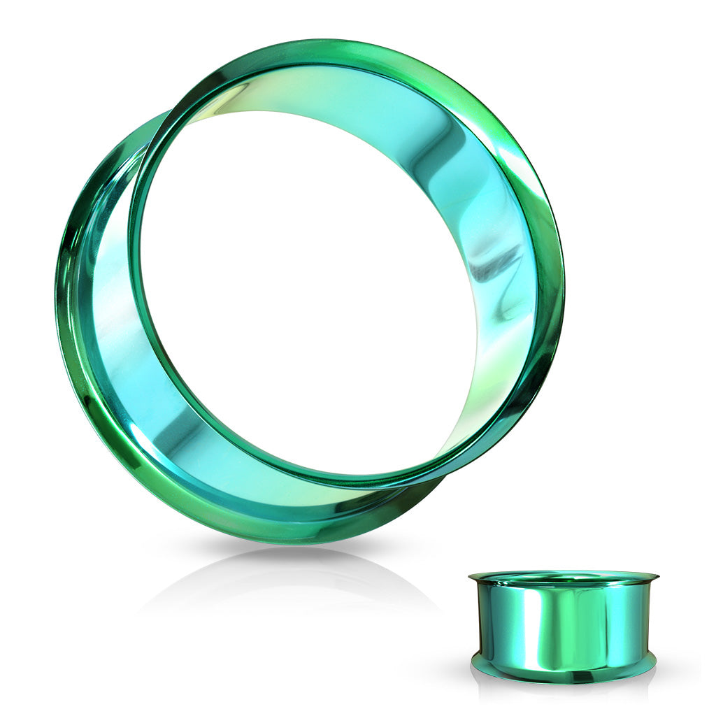 PAIR PVD Plated Double Flare Tunnels - Black, Green, Blue or Purple