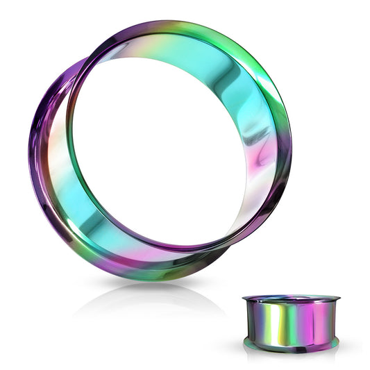 Rainbow Plated Steel Double Flare Tunnels - PAIR 8g thru 1" available