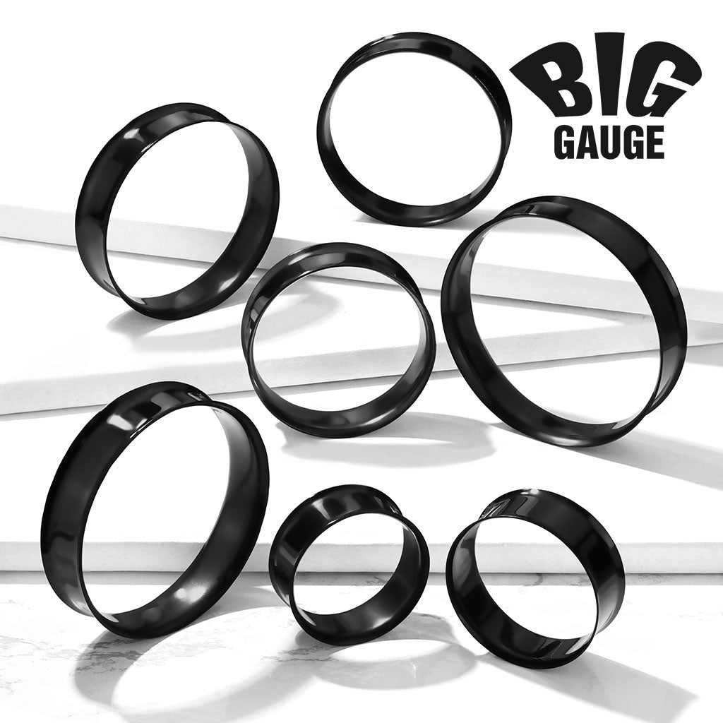 PAIR PVD Plated Double Flare Tunnels - Black, Green, Blue or Purple