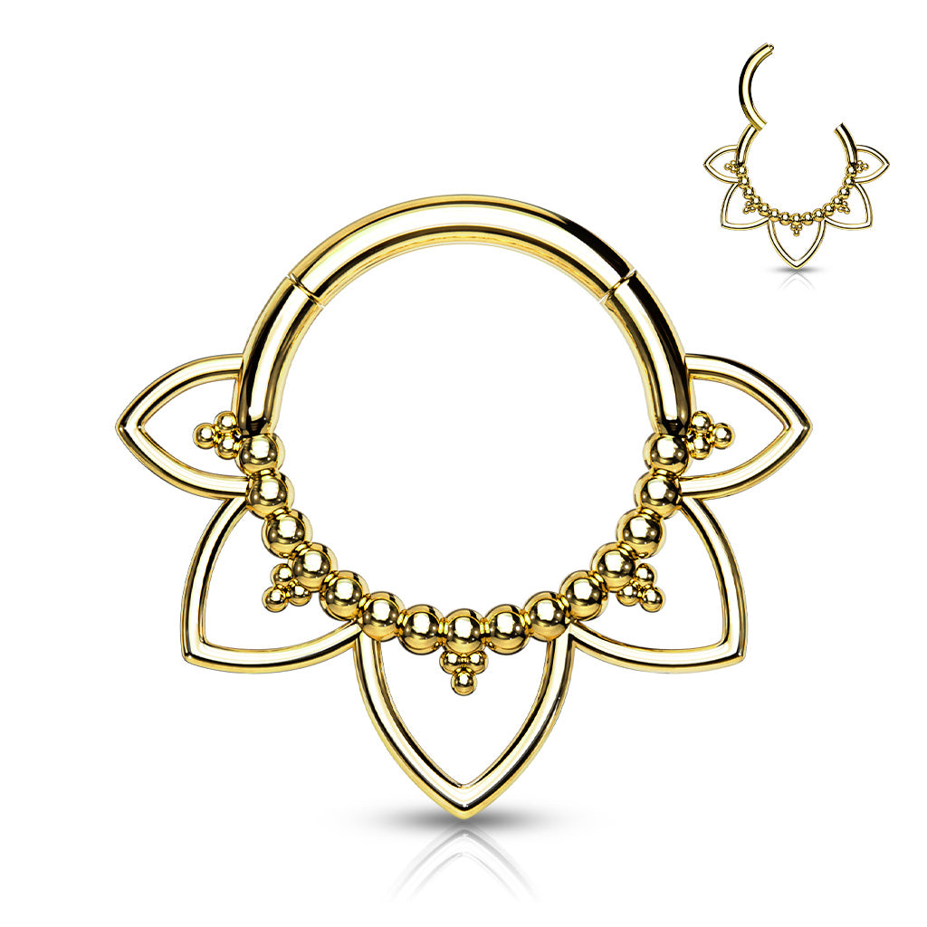 1pc Filigree Petals Hinged Segment Ring 16g Septum Clicker Surgical Steel