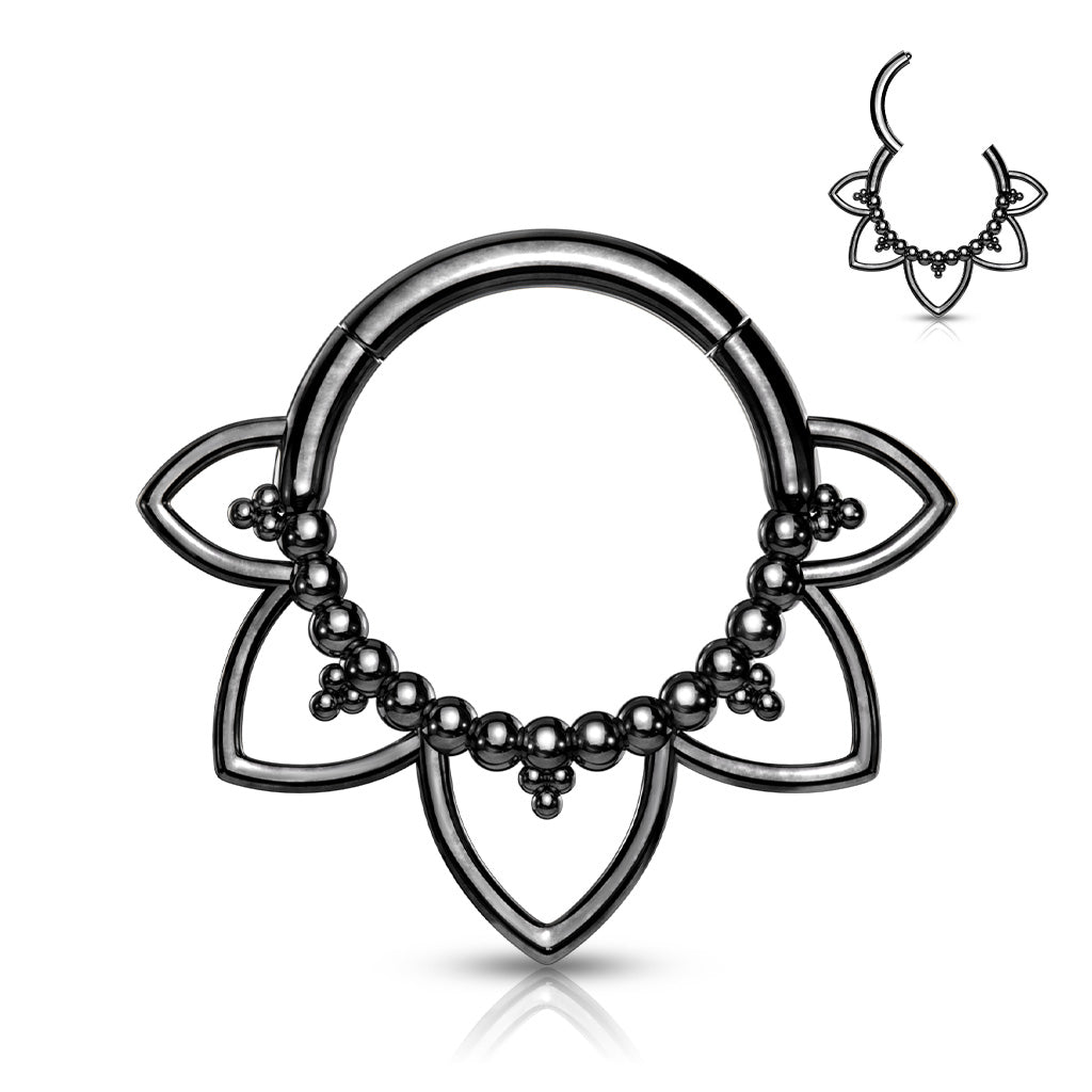 1pc Filigree Petals Hinged Segment Ring 16g Septum Clicker Surgical Steel