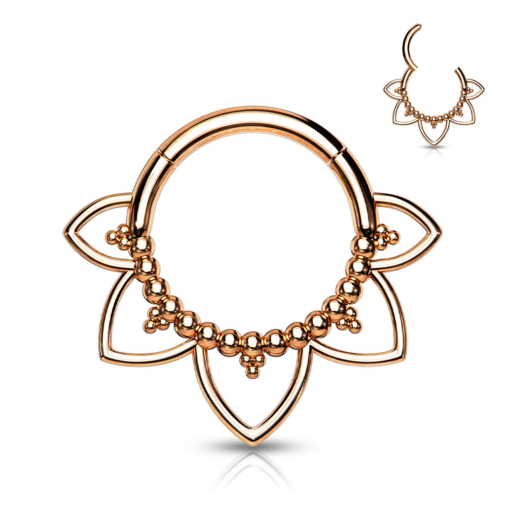 1pc Filigree Petals Hinged Segment Ring 16g Septum Clicker Surgical Steel