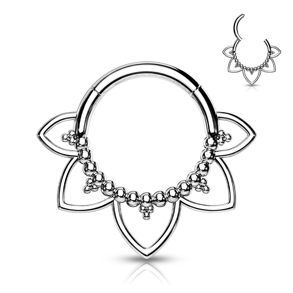 1pc Filigree Petals Hinged Segment Ring 16g Septum Clicker Surgical Steel