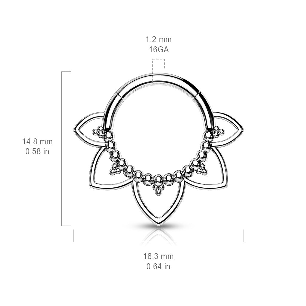 1pc Filigree Petals Hinged Segment Ring 16g Septum Clicker Surgical Steel