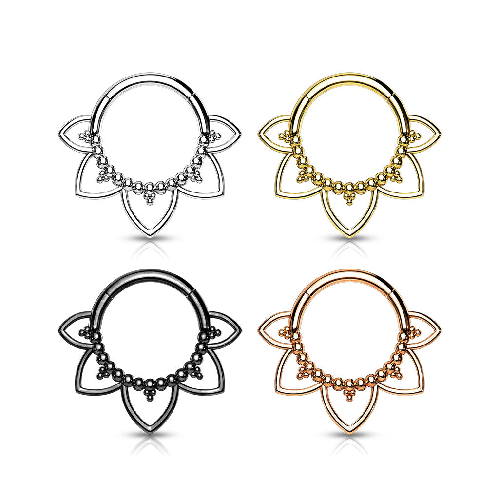 1pc Filigree Petals Hinged Segment Ring 16g Septum Clicker Surgical Steel