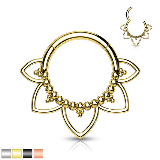 1pc Filigree Petals Hinged Segment Ring 16g Septum Clicker Surgical Steel