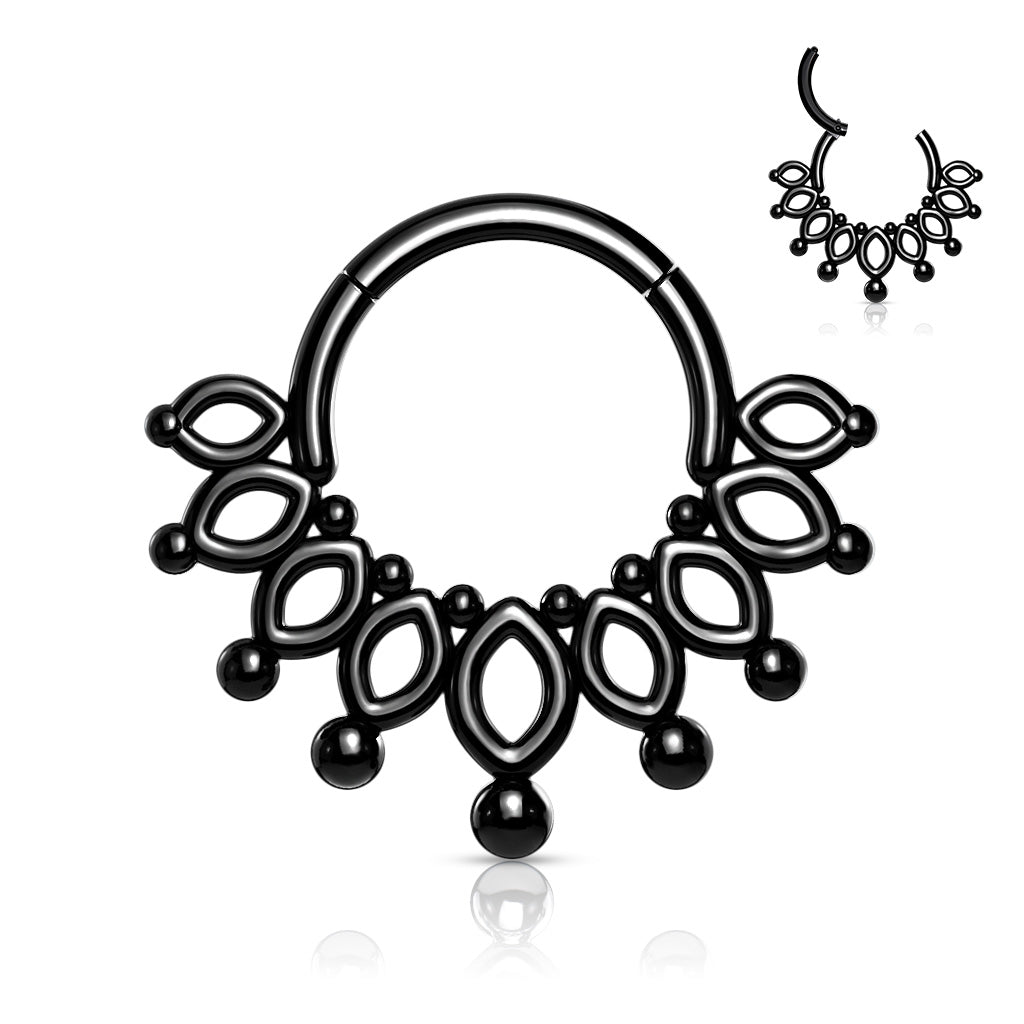 1pc Beaded Crown Hinged Segment Ring 16g Septum Clicker Surgical Steel