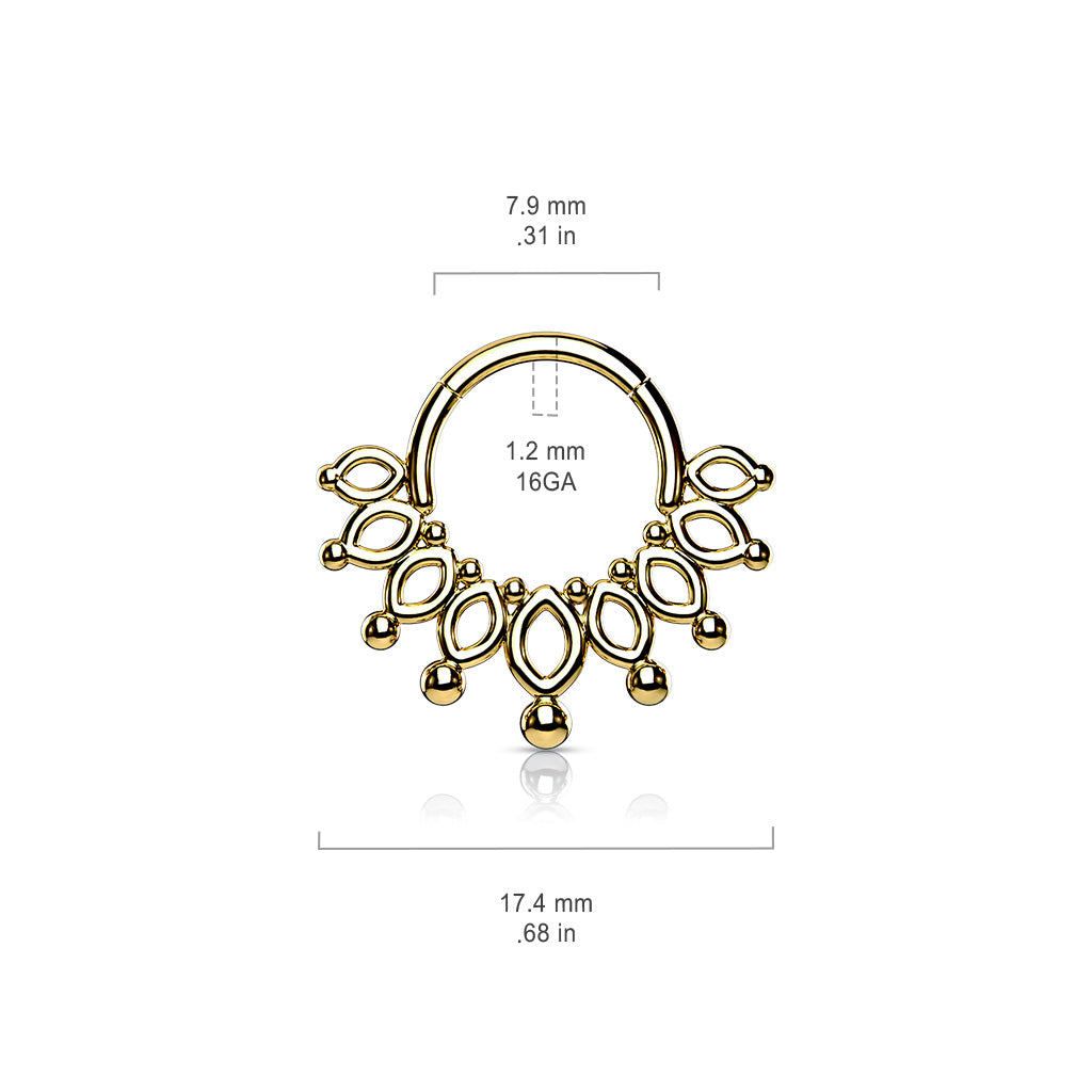 1pc Beaded Crown Hinged Segment Ring 16g Septum Clicker Surgical Steel