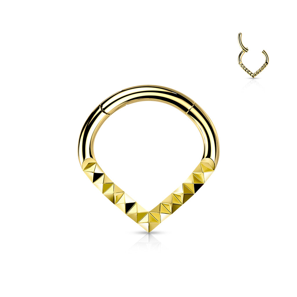 1pc Lined Pyramid Cuts Chevron Hinged Segment Ring Helix Septum Clicker