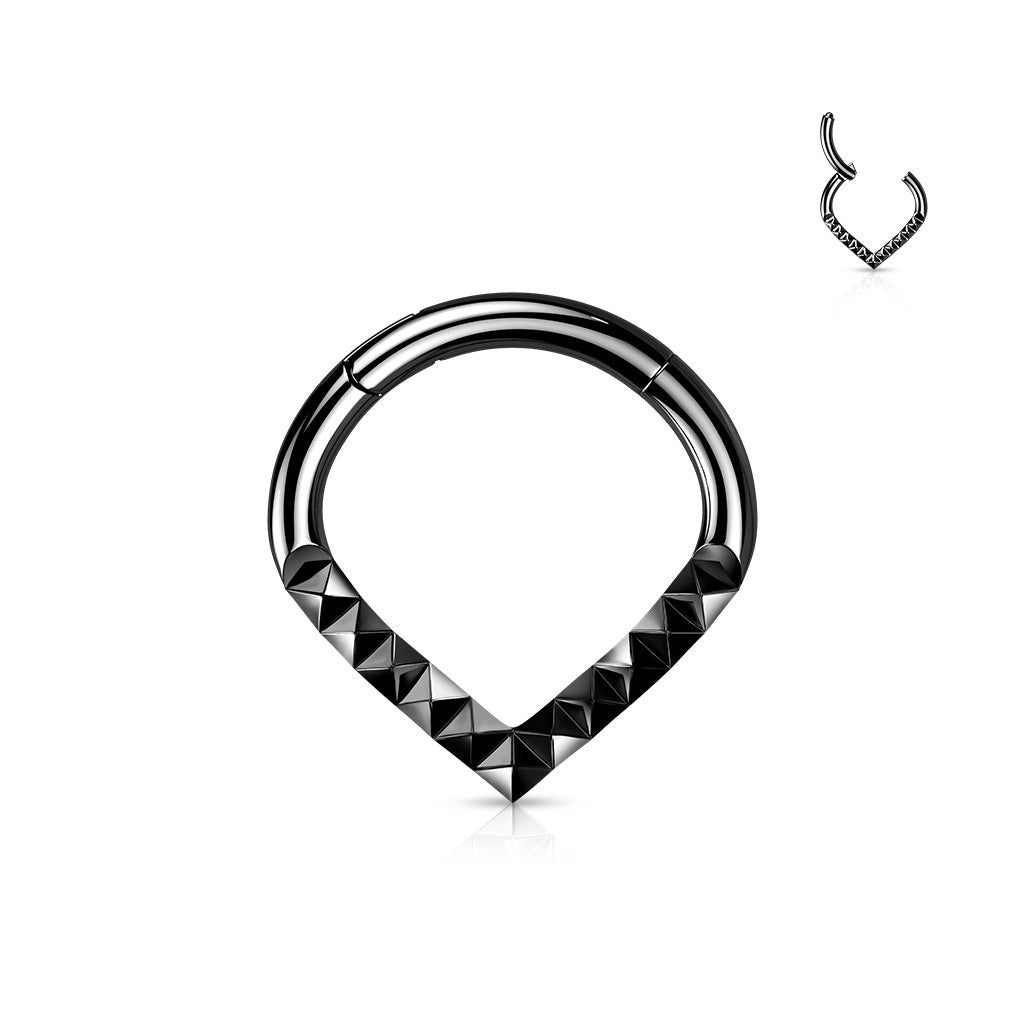 1pc Lined Pyramid Cuts Chevron Hinged Segment Ring Helix Septum Clicker