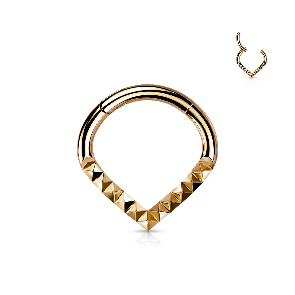 1pc Lined Pyramid Cuts Chevron Hinged Segment Ring Helix Septum Clicker