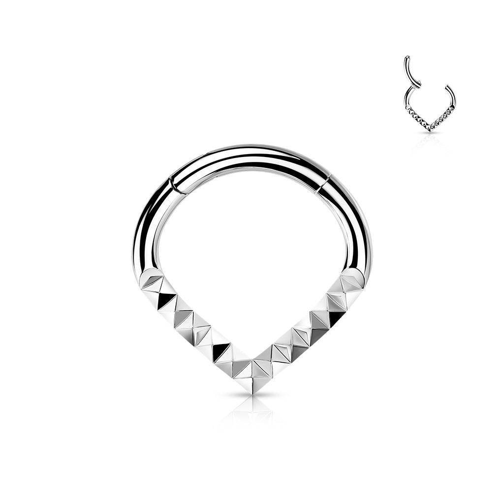 1pc Lined Pyramid Cuts Chevron Hinged Segment Ring Helix Septum Clicker