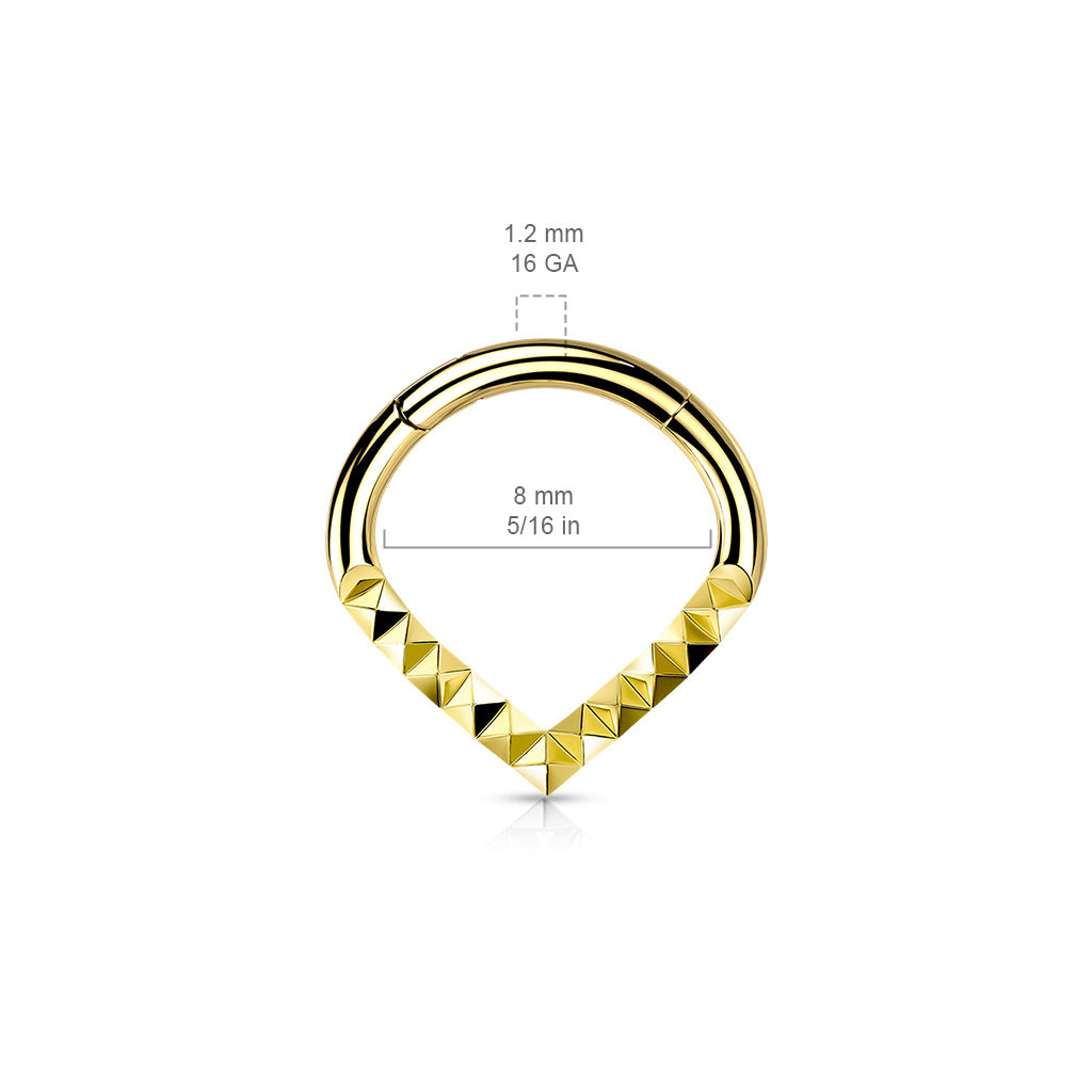 1pc Lined Pyramid Cuts Chevron Hinged Segment Ring Helix Septum Clicker