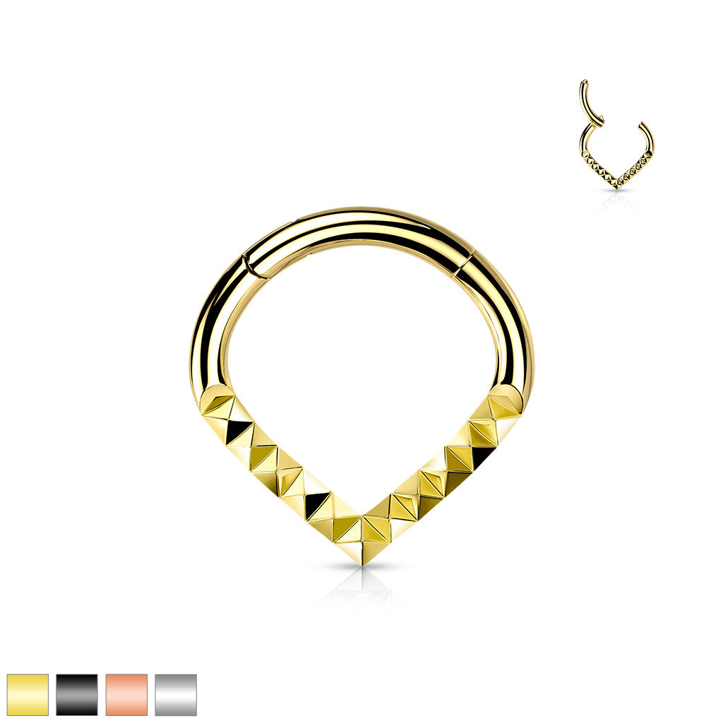 1pc Lined Pyramid Cuts Chevron Hinged Segment Ring Helix Septum Clicker