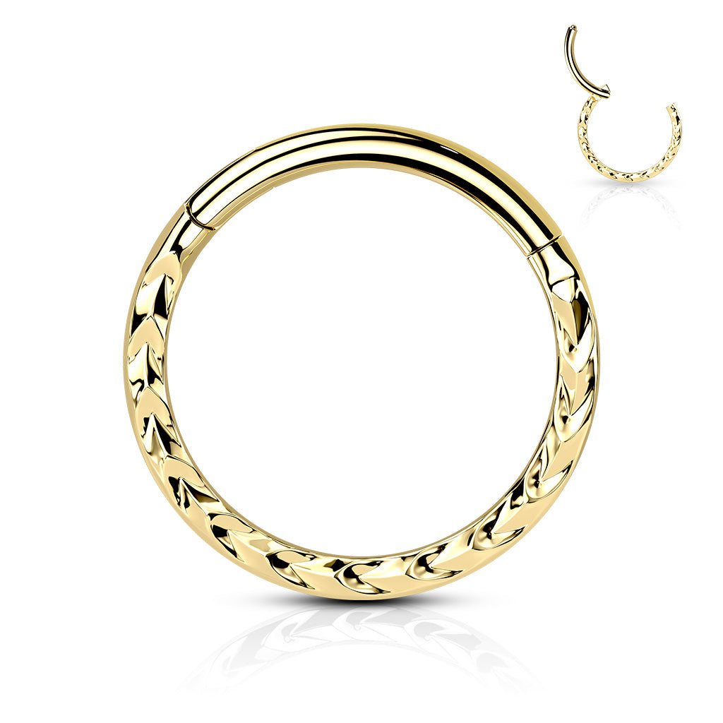 1pc Chevron Cut Front Hinged Segment Ring Septum Clicker 316L Surgical Steel