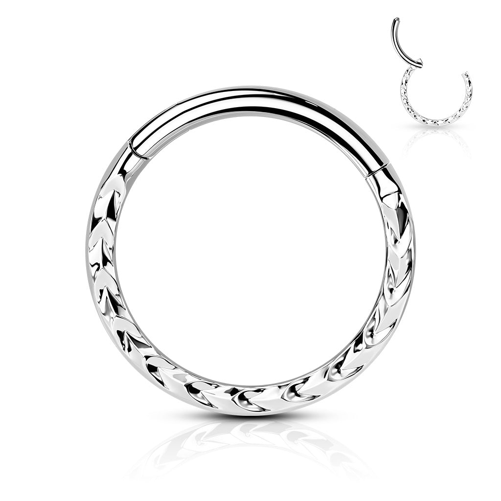 1pc Chevron Cut Front Hinged Segment Ring Septum Clicker 316L Surgical Steel