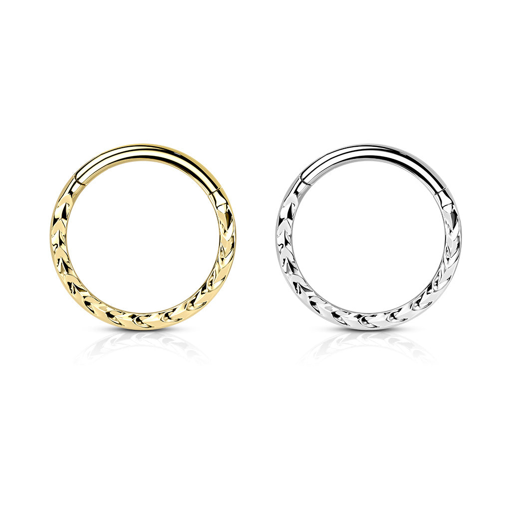 1pc Chevron Cut Front Hinged Segment Ring Septum Clicker 316L Surgical Steel