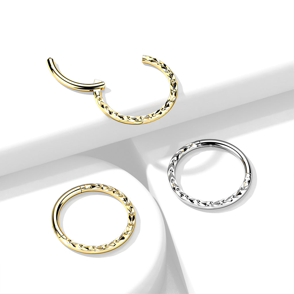 1pc Chevron Cut Front Hinged Segment Ring Septum Clicker 316L Surgical Steel