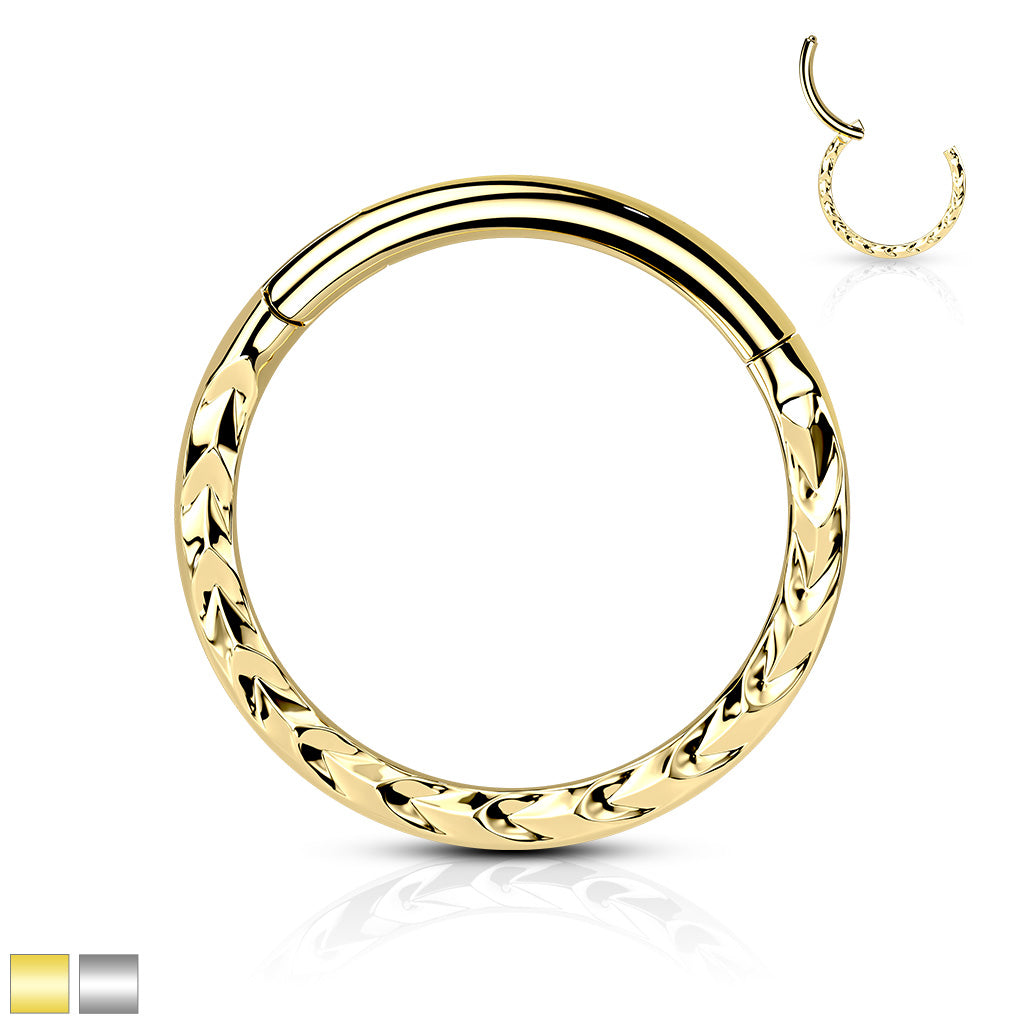 1pc Chevron Cut Front Hinged Segment Ring Septum Clicker 316L Surgical Steel