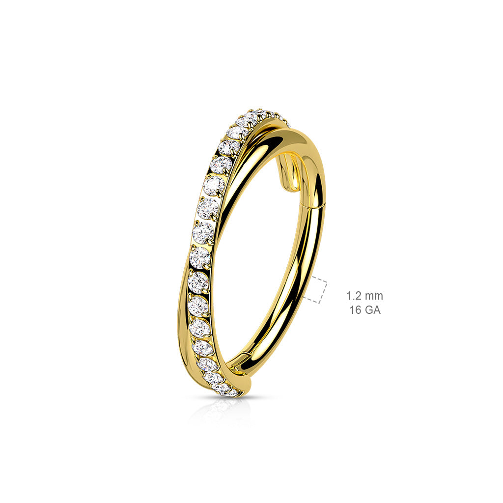 1pc Criss Cross Hoop CZ Gem Hinged Segment Ring 16g Septum Helix Surgical Steel
