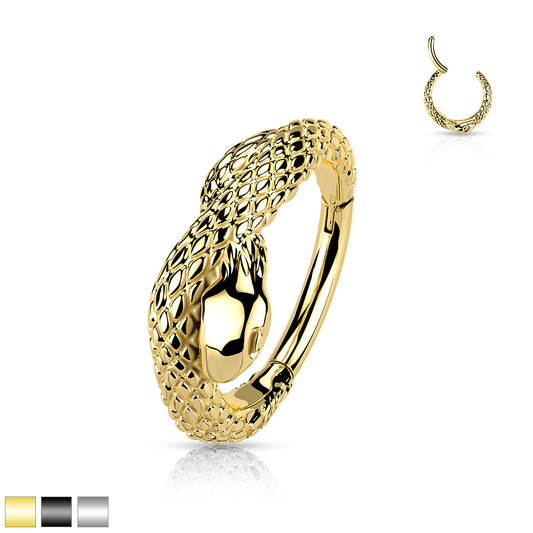 1pc Coiled Snake Hinged Segment Ring Surgical Steel Septum Hoop Helix Daith
