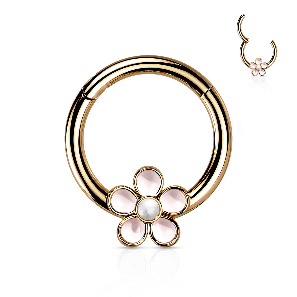 1pc Enamel Flower Hinged Segment Ring 16g Septum Clicker 316L Surgical Steel