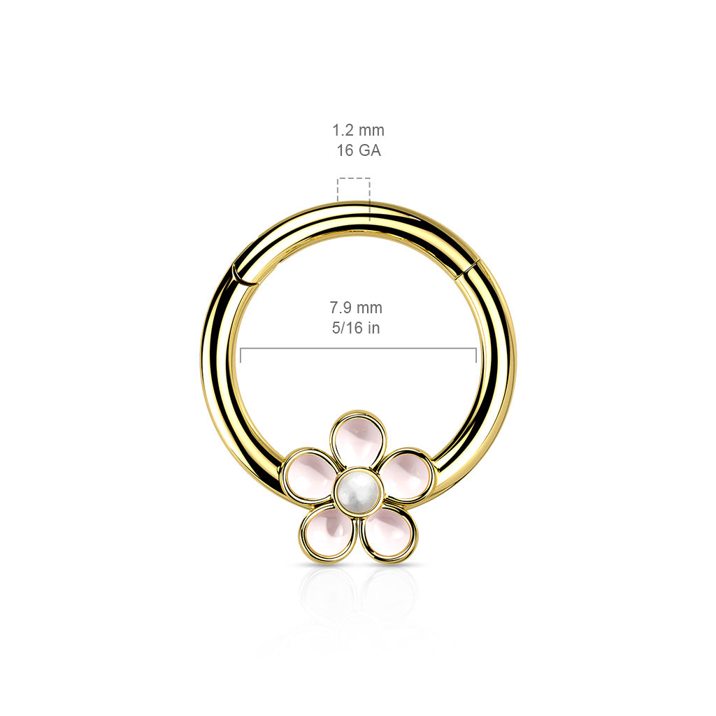 1pc Enamel Flower Hinged Segment Ring 16g Septum Clicker 316L Surgical Steel