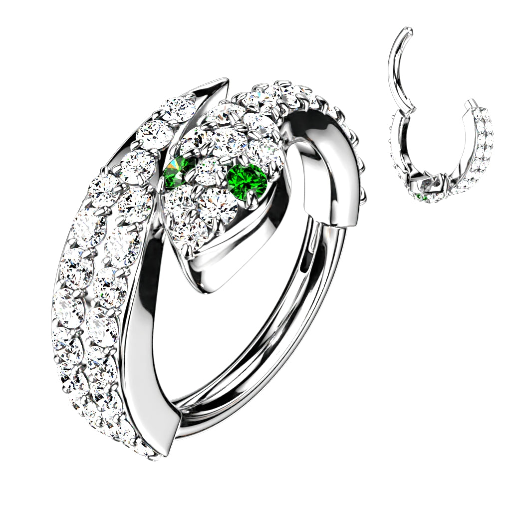 1pc Gem Coiled Snake Hinged Segment Ring Surgical Steel Septum Hoop Helix Daith