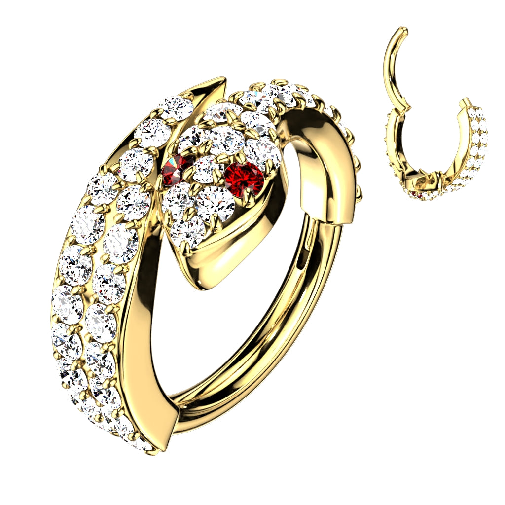 1pc Gem Coiled Snake Hinged Segment Ring Surgical Steel Septum Hoop Helix Daith