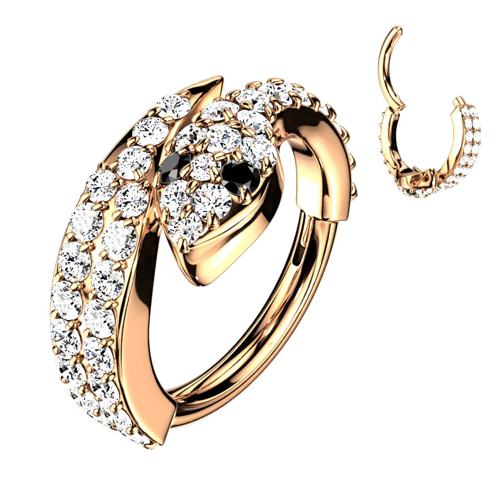 1pc Gem Coiled Snake Hinged Segment Ring Surgical Steel Septum Hoop Helix Daith