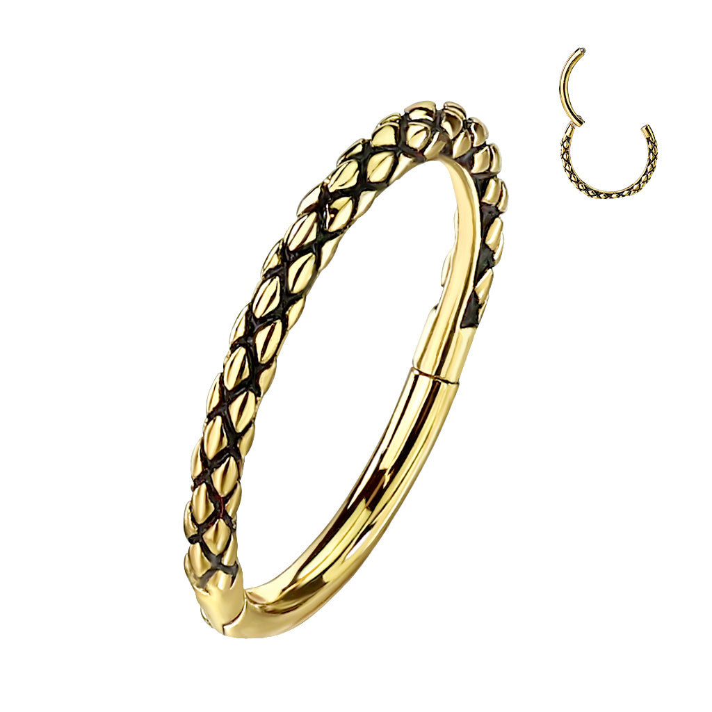 1pc Hinged Segment Ring Septum Clicker Snake Skin Helix Daith Orbital Hoop