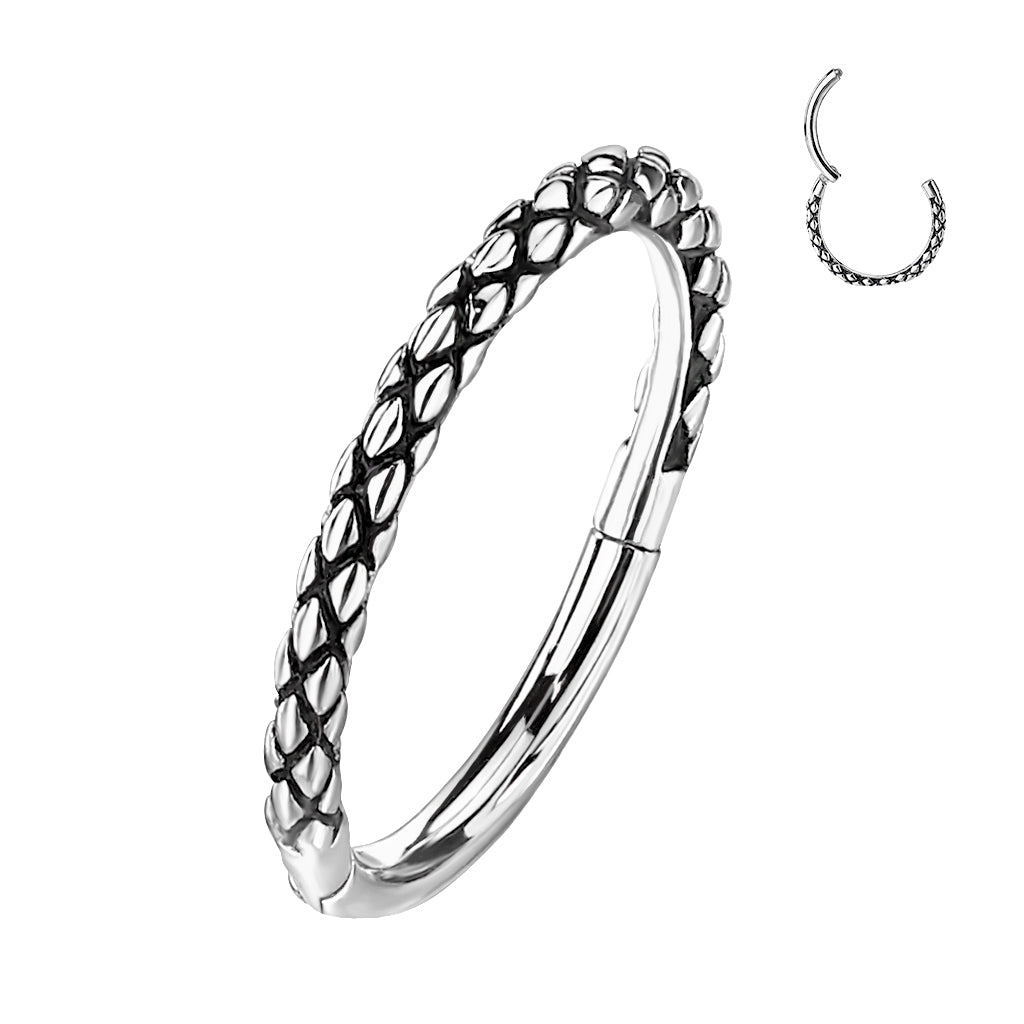 1pc Hinged Segment Ring Septum Clicker Snake Skin Helix Daith Orbital Hoop