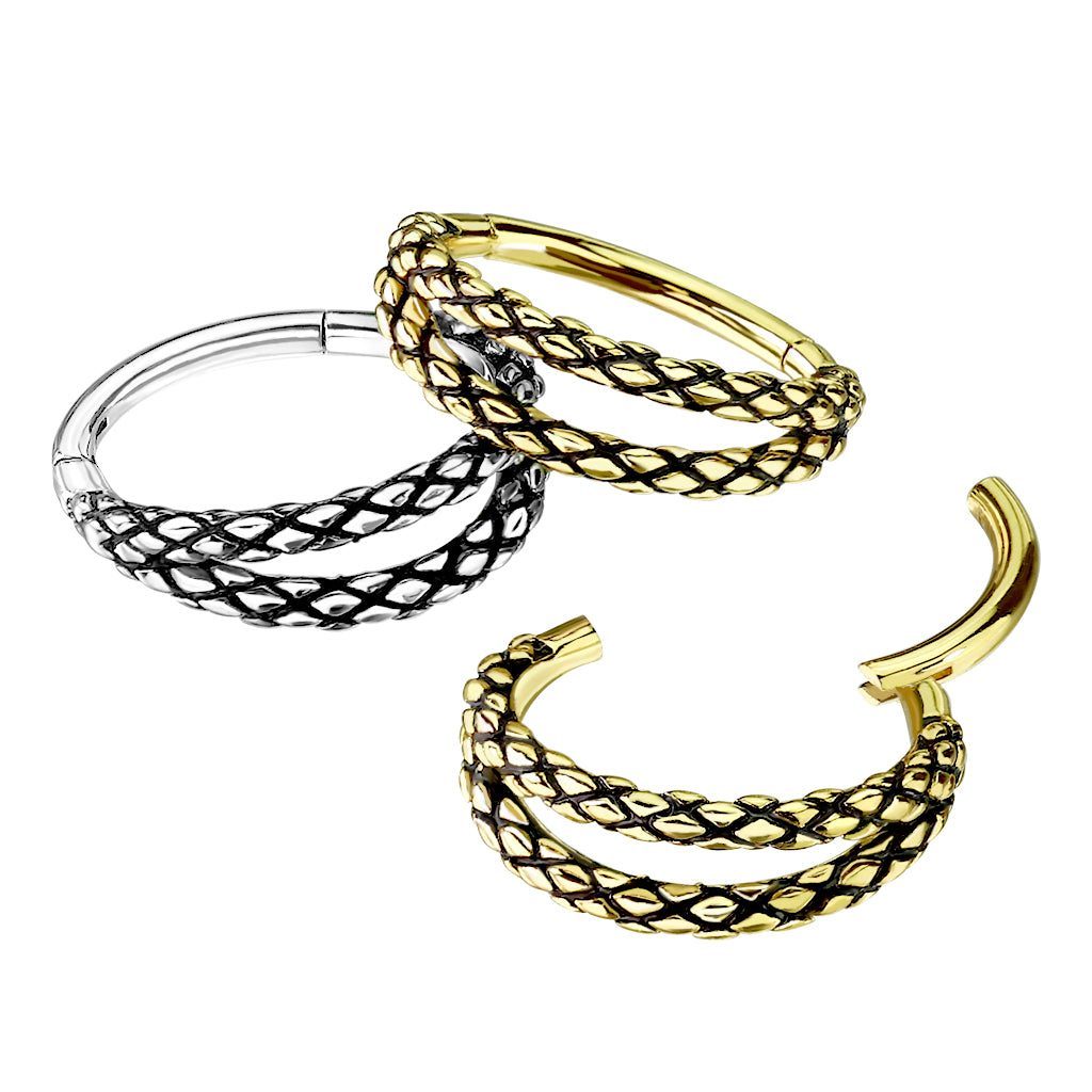 1pc Hinged Segment Ring Septum Clicker Snake Skin Helix Daith Orbital Hoop