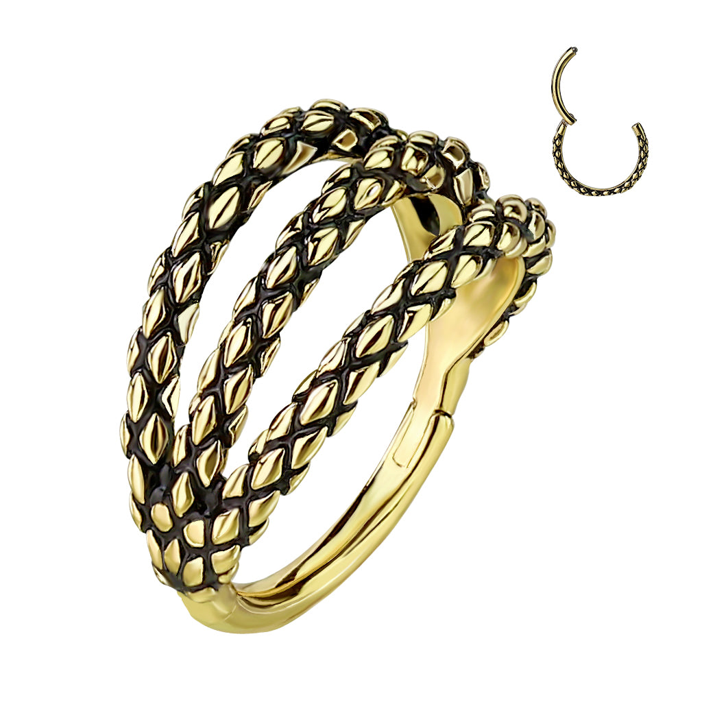 1pc Hinged Segment Ring Septum Clicker Snake Skin Helix Daith Orbital Hoop