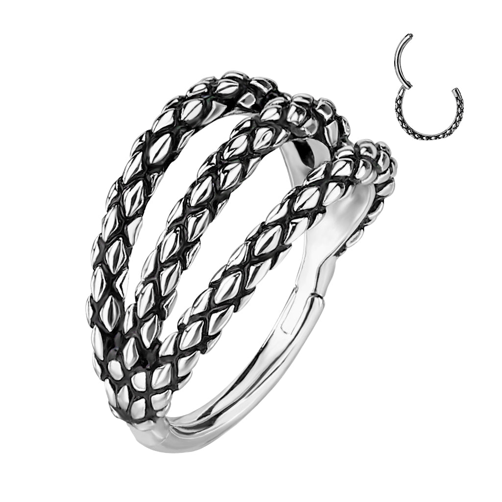 1pc Hinged Segment Ring Septum Clicker Snake Skin Helix Daith Orbital Hoop