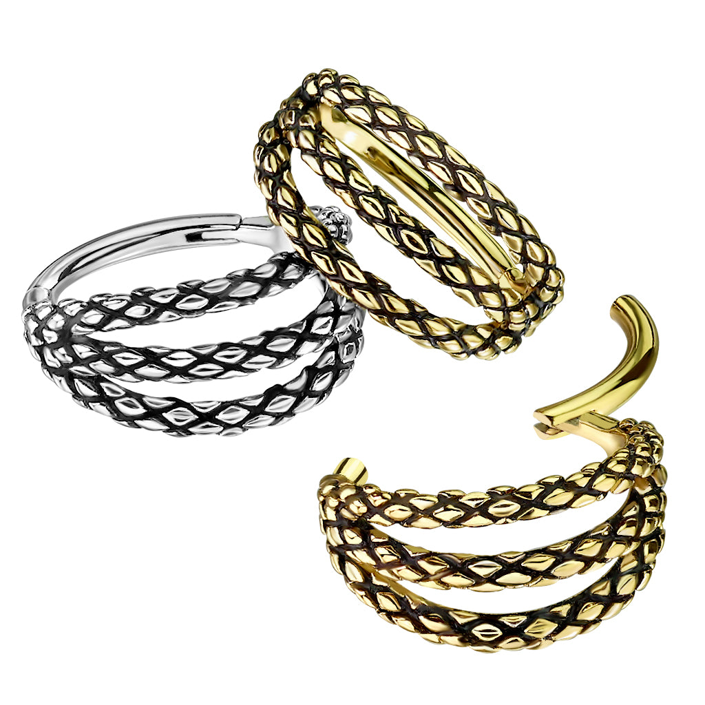 1pc Hinged Segment Ring Septum Clicker Snake Skin Helix Daith Orbital Hoop
