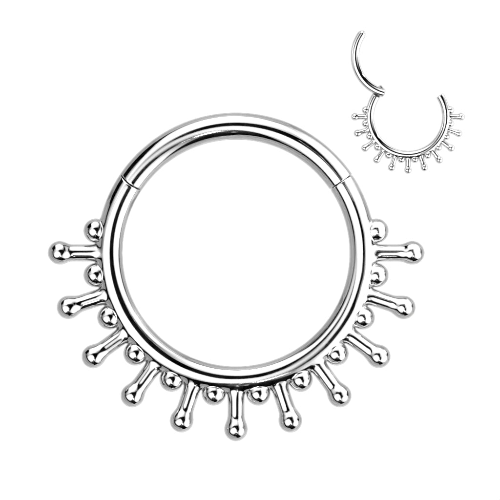 1pc Hinged Segment Ring Septum Clicker Beads & Beaded Ends Helix Cartilage 16g