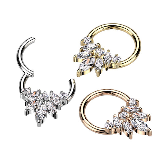 1pc Marquise Gems Flower Hinged Segment Ring 16g Septum Helix Ear Cartilage