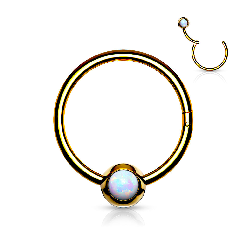 1pc Opal Ball Hinged Segment Ring Septum Clicker Captive Bead Helix Cartilage