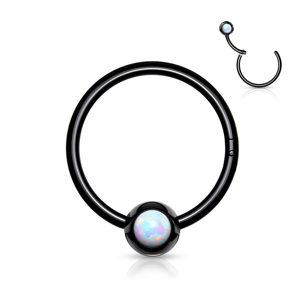 1pc Opal Ball Hinged Segment Ring Septum Clicker Captive Bead Helix Cartilage