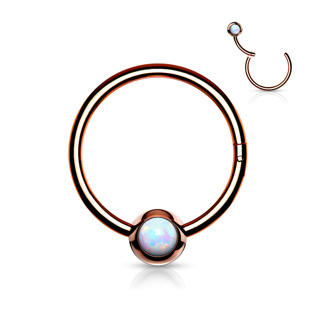 1pc Opal Ball Hinged Segment Ring Septum Clicker Captive Bead Helix Cartilage
