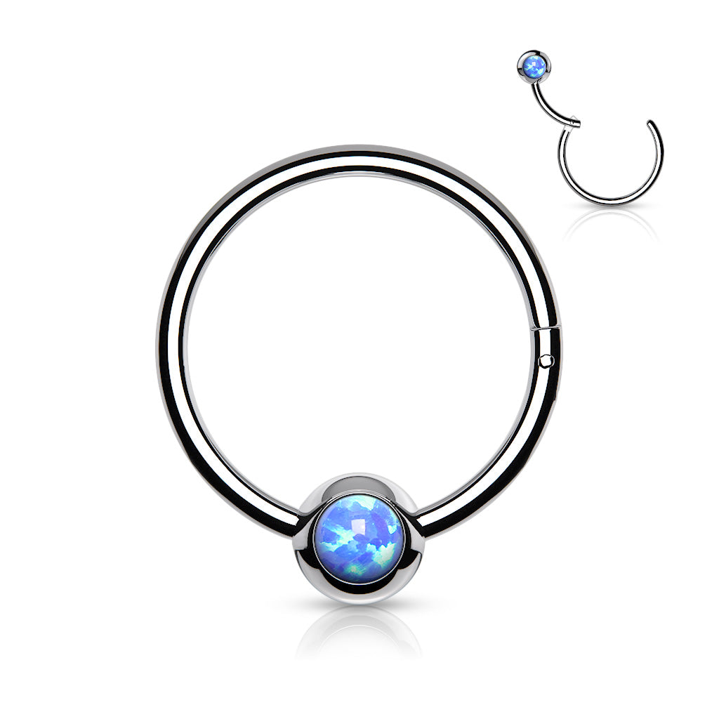 1pc Opal Ball Hinged Segment Ring Septum Clicker Captive Bead Helix Cartilage