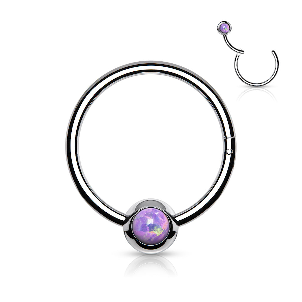 1pc Opal Ball Hinged Segment Ring Septum Clicker Captive Bead Helix Cartilage