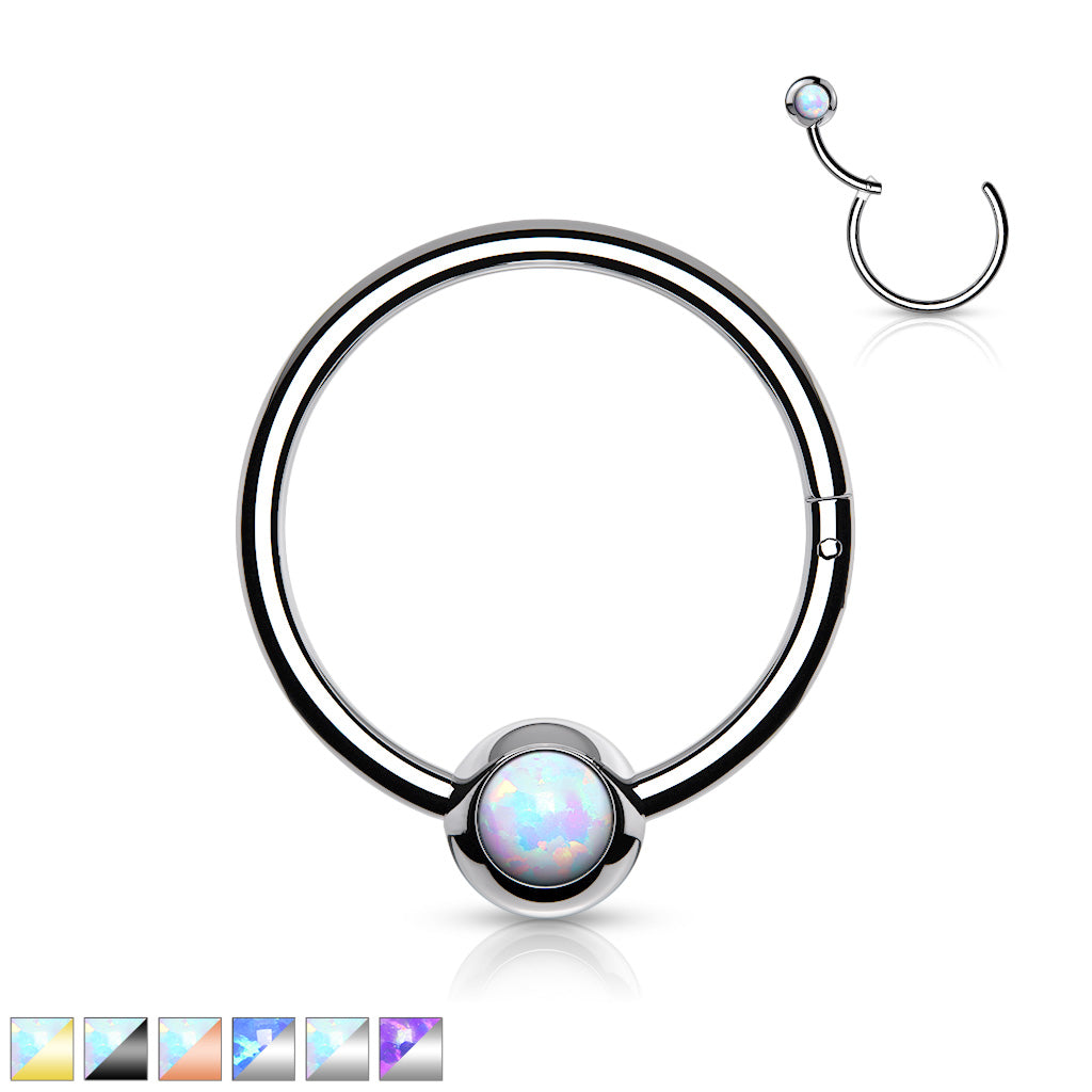 1pc Opal Ball Hinged Segment Ring Septum Clicker Captive Bead Helix Cartilage